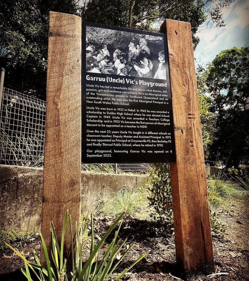 Garruu (Uncle) Vic’s Playground — cultural signage